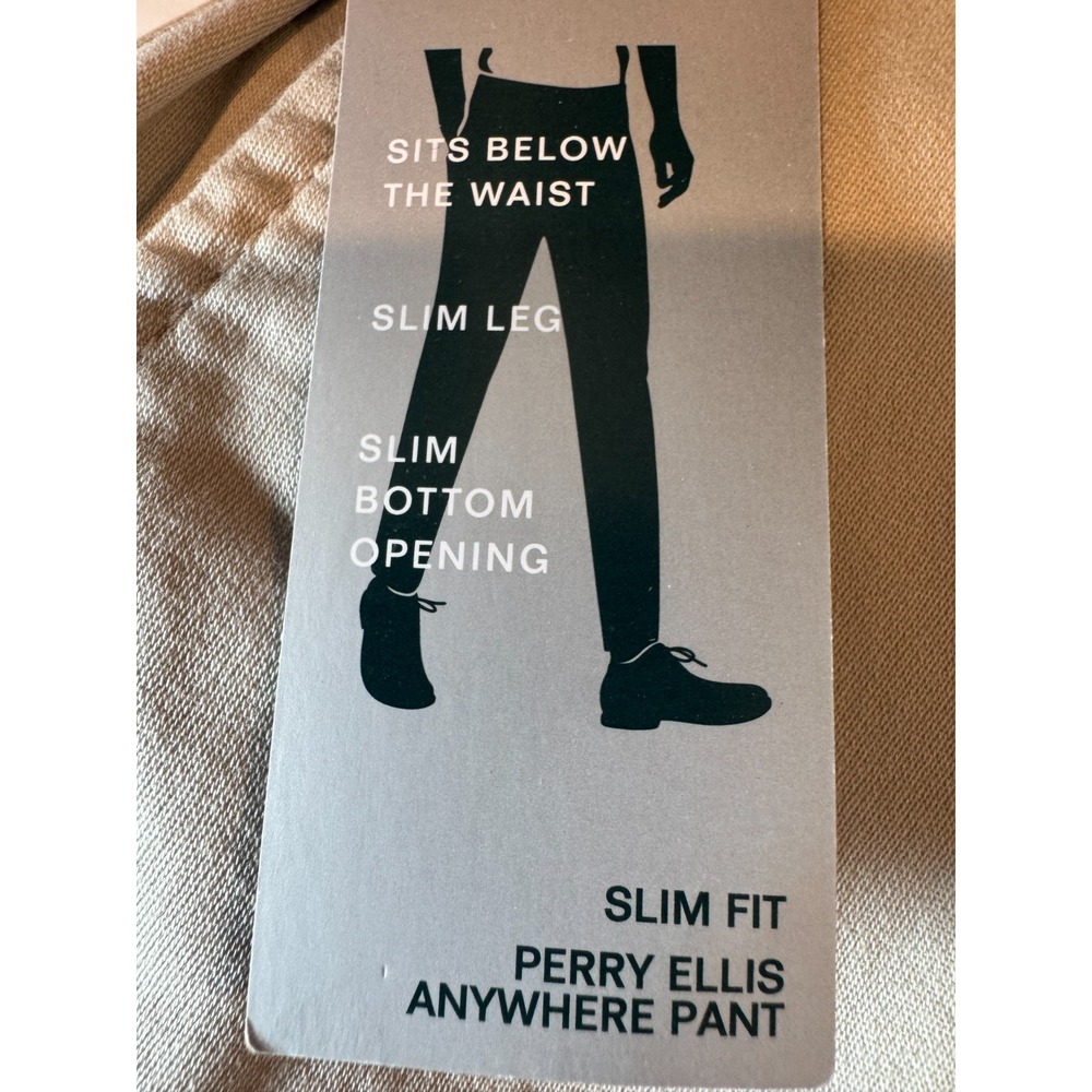 NEW Perry Ellis Anywhere Pants Men's 40x30 Stretch Slim Fit Stone MSRP $89.50 - Picture 4 of 11